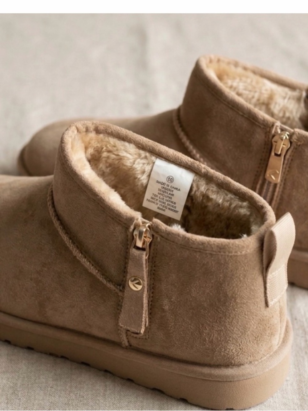 Cozy Suede Ankle Booties in Taupe - Women's Winter Shoes